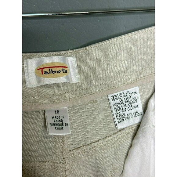 VTG Talbots Women's 16 Linen Cotton High Rise Taper Leg Trouser Pants - Picture 5 of 6